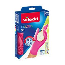 Vileda Colors Disposable Gloves Small Medium Pack of 50