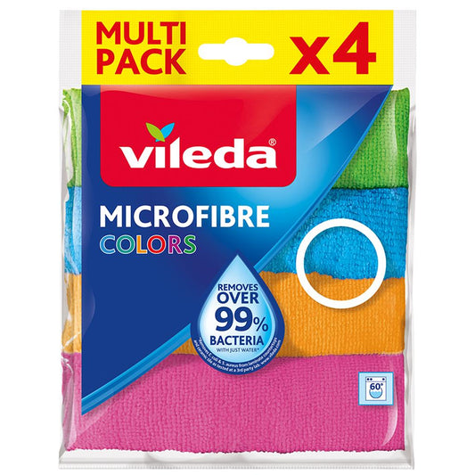 Vileda Colors Microfibre Cloths Pack of 4