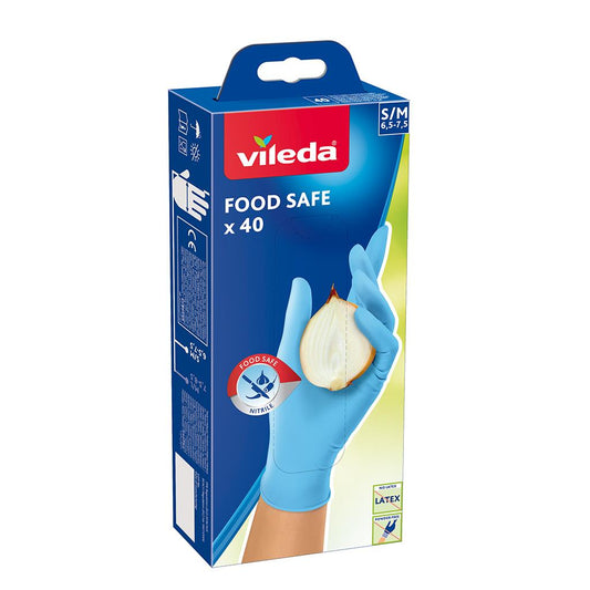 Vileda Food Safe Nitrile Disposable Gloves Small Medium Pack of 40