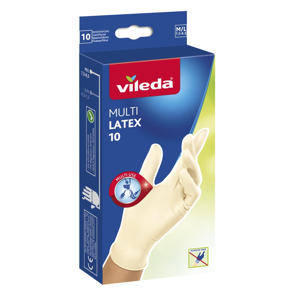 Vileda Natural Latex Disposable Gloves Medium Large Pack of 10