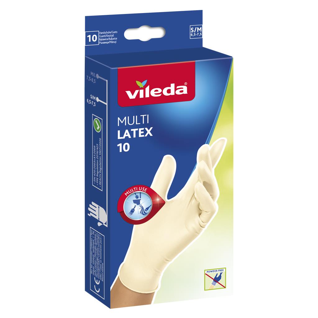 Vileda Natural Latex Disposable Gloves Small Medium Pack of 10