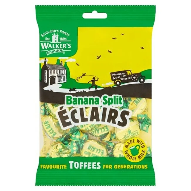 walkers banana split eclairs toffees 150g chewy butter toffee sweets banana flavour candy