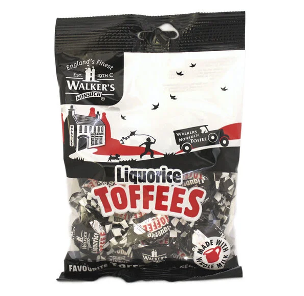 walkers liquorice toffees 150g chewy liquorice toffee sweets classic british retro confectionery wrapped sweet shop favourite