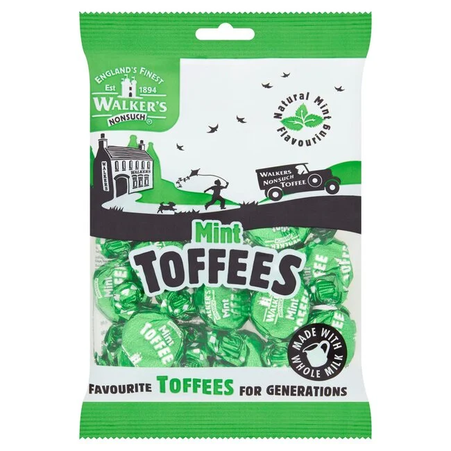 walkers mint toffees 150g peppermint butter toffee chewy traditional british sweets