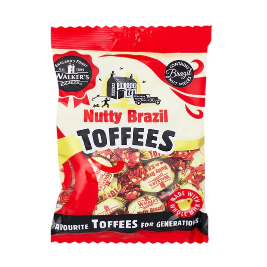walkers nutty brazil toffees 150g classic british caramel toffee sweets with brazil nut flavour traditional sweet shop candy