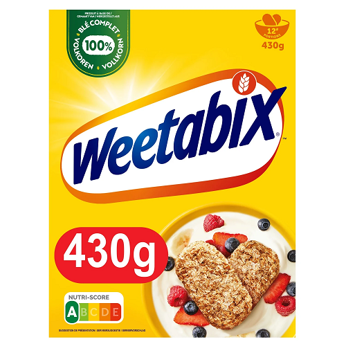 weetabix whole fibre wheat cereals 430g high fibre whole grain breakfast cereal