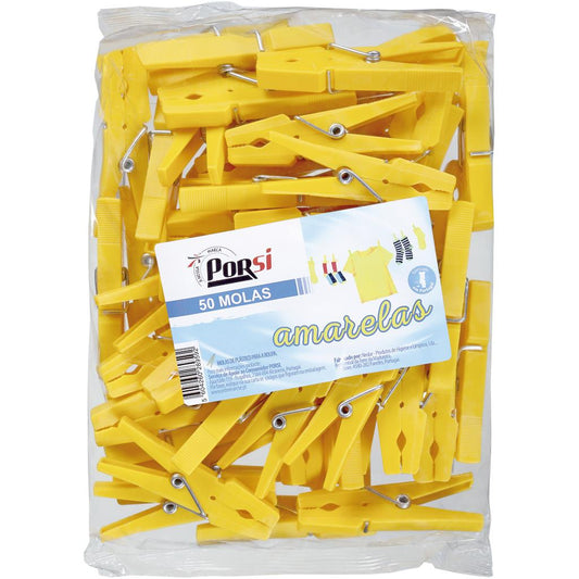 Yellow Plastic Clothes Pegs Pack of 50