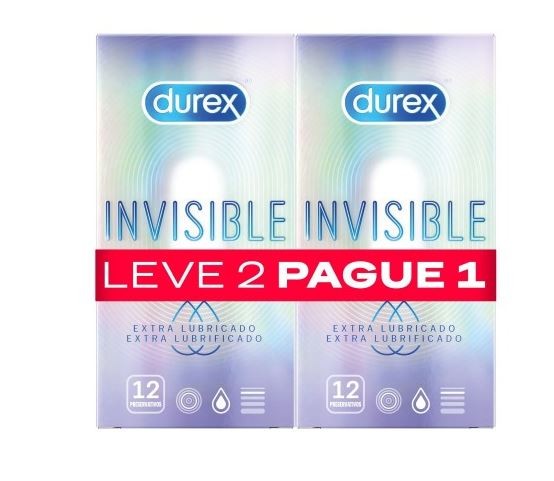 Preservativos Durex Invisíveis Extra 12 x 2