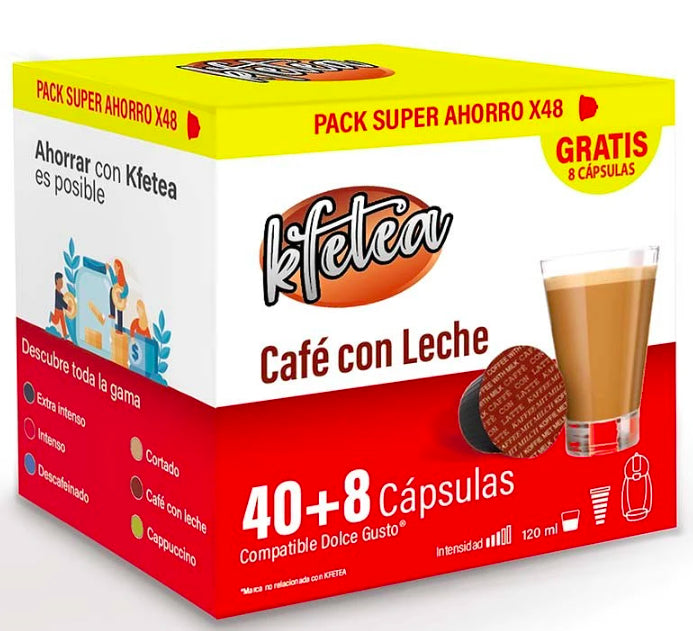 Dolce Gusto Café con Leche compatible Kfetea 48 cápsulas 