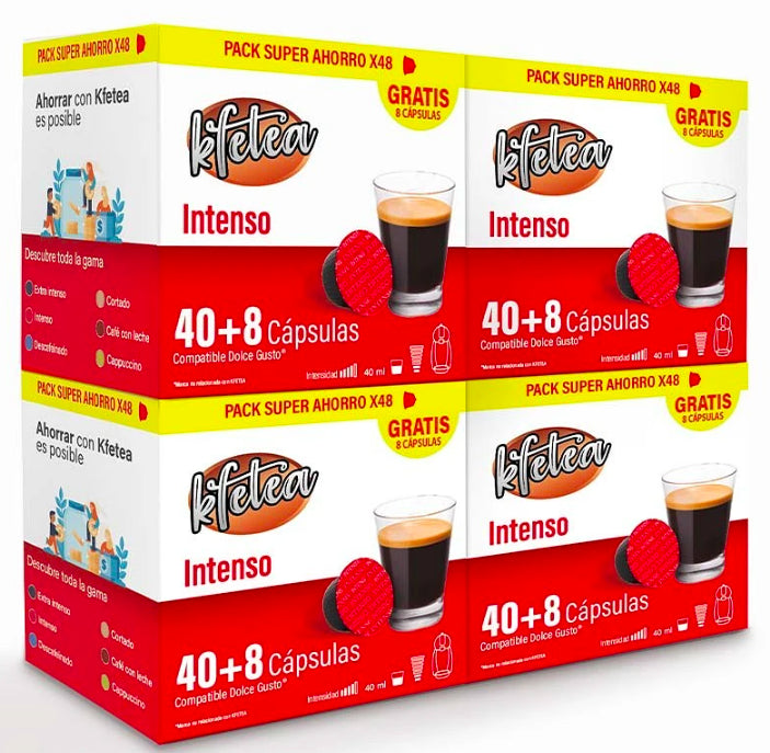 Kfetea Extra Intenso 4 cajas de 48 cápsulas compatibles Dolce Gusto