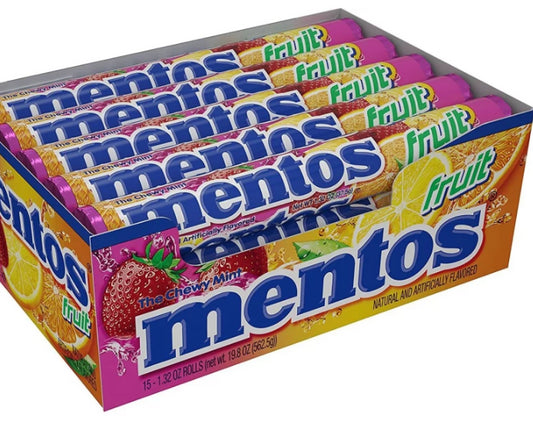 Mentos fruit flavor dragees per roll