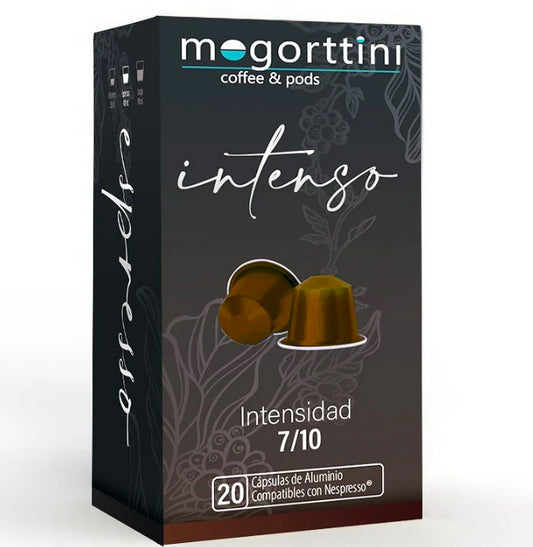 Intenso 20 cápsulas Mogorttini. Compatible con Nespresso, en aluminio. 