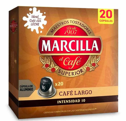 Marcilla Long Coffee, 20 cápsulas de alumínio compatíveis com Nespresso 