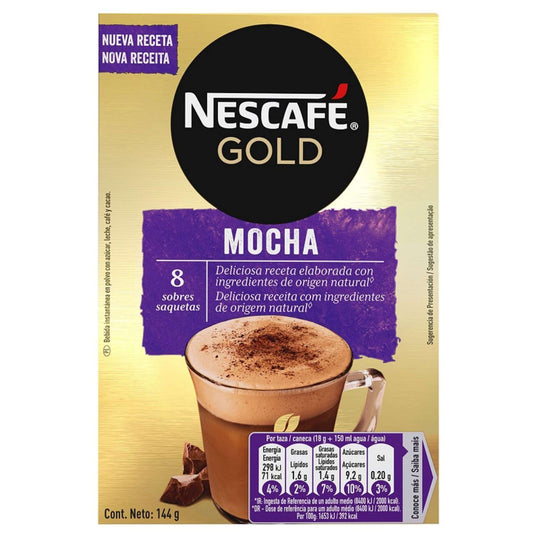 Café Instantâneo Gold Mocha Nescafé 8 x 18 gramas