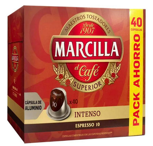 Intenso Marcilla, 40 cápsulas de aluminio compatibles con Nespresso 