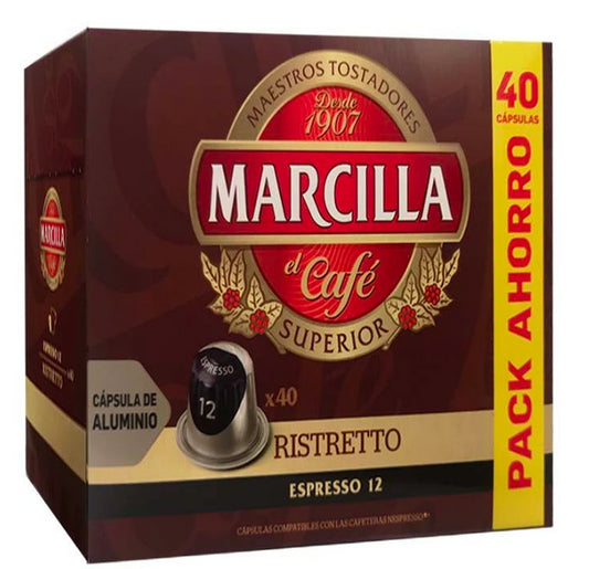 Ristretto Marcilla, 40 cápsulas de aluminio compatibles con Nespresso 