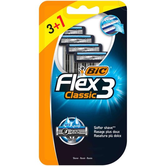 Flex 3 Lâminas Descartáveis ​​Bic 3 + 1 unidade (grátis)