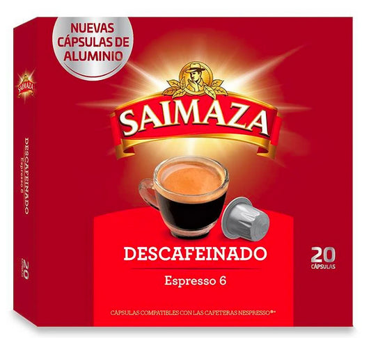 Descafeinado Saimaza, 20 cápsulas de aluminio compatibles con Nespresso 