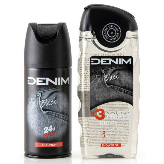 Set de regalo de gel de ducha + desodorante negro para hombre Denim