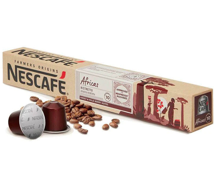 Africas Ristretto Nescafé, 10 cápsulas de aluminio Nespresso® intensidad 10 
