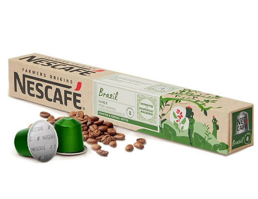 Brasil Nescafé, 10 cápsulas de aluminio Nespresso® intensidad 8 Lungo 