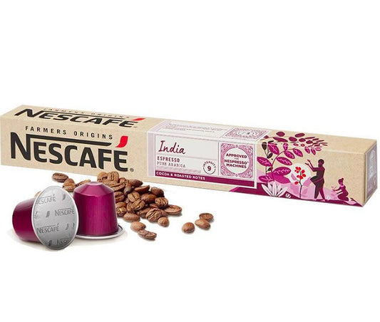 India Nescafé, 10 cápsulas de aluminio Nespresso® intensidad 9 
