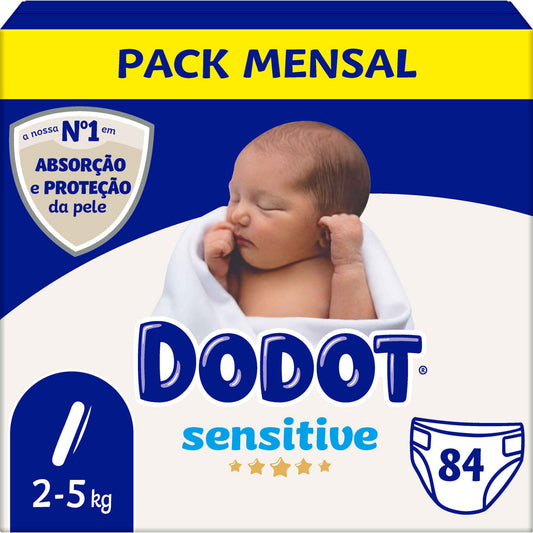 Fraldas sensíveis DODOT 2-5kg Pacote Mensal T1