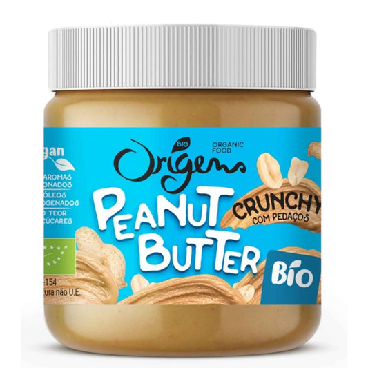 Manteiga de amendoim crocante sem glúten Bio Origins 340 gramas