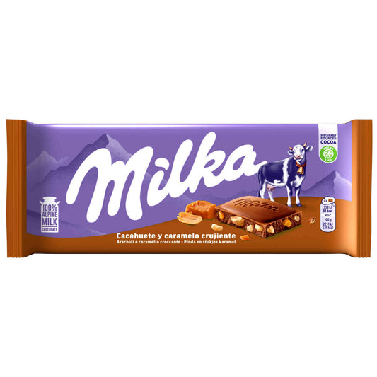 Tablete de Chocolate com Amendoim e Caramelo Crocante Milka 90 gramas