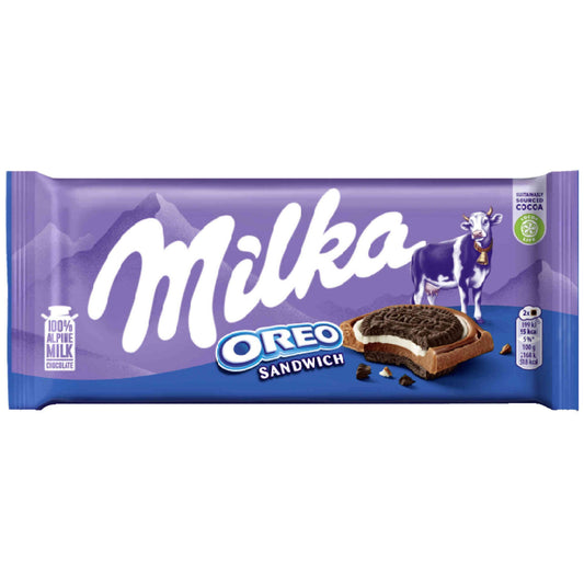 Tablete de Chocolate com Sanduíche Oreo Milka 92 gramas
