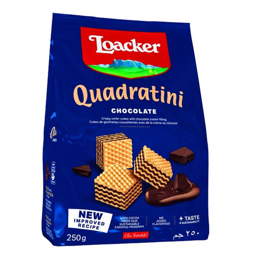 Biscoitos Wafer Quadratini com Recheio de Chocolate 250 gramas