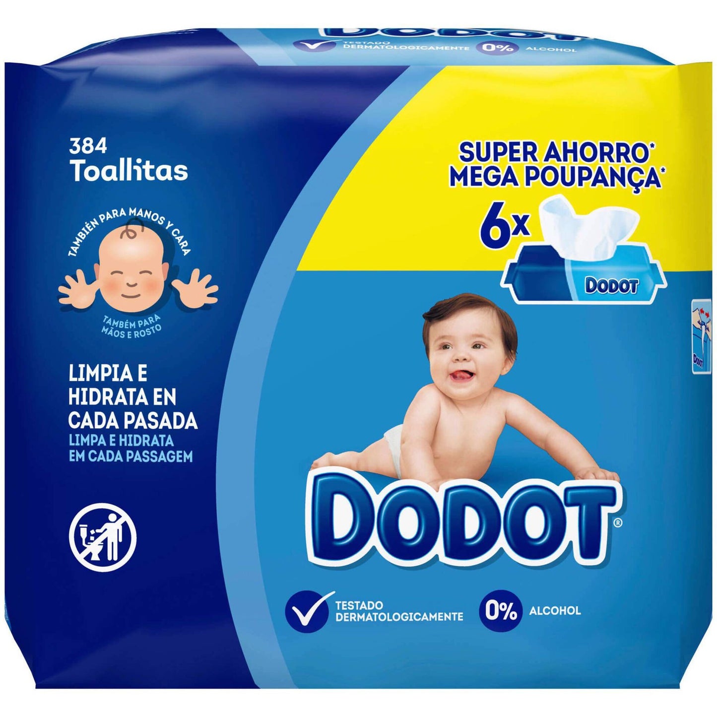 Toallitas Bebé Azul Dodot 6 x 64 unidades