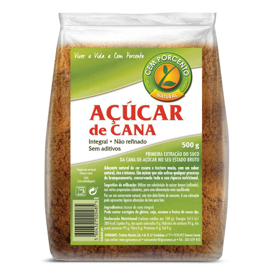 Açúcar de Cana Integral Cem Porcento Natural emb. 500 gramas