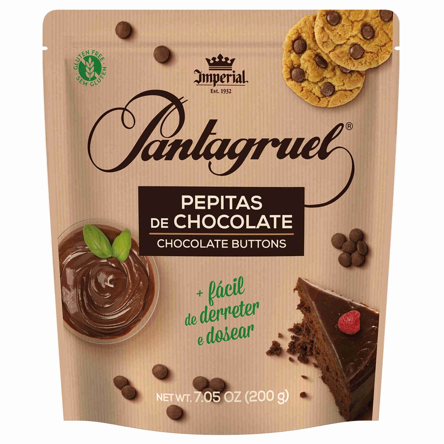 Chips de Chocolate 43% Cacao Sin Gluten Pantagruel emb. 200 gramos