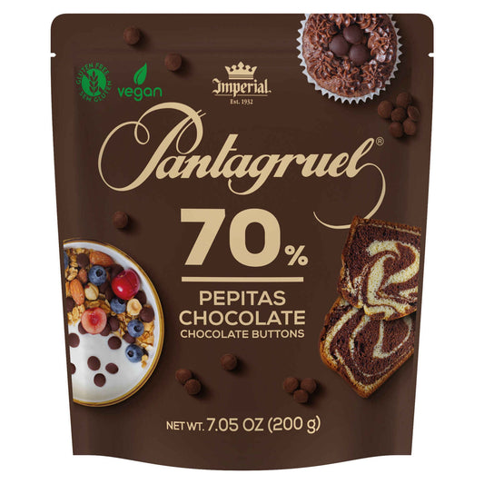 Chips de Chocolate 70% Cacao Sin Gluten Pantagruel emb. 200 gramos
