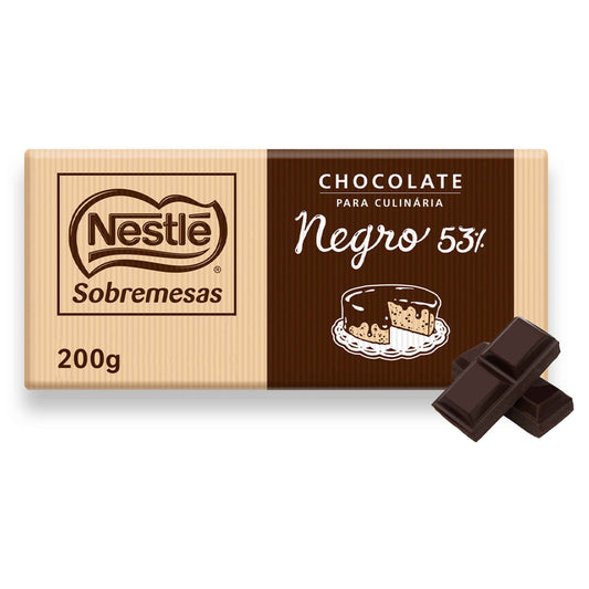Tableta Culinaria de Chocolate 53% Sin Gluten Postres Nestlé emb. 200 gramos