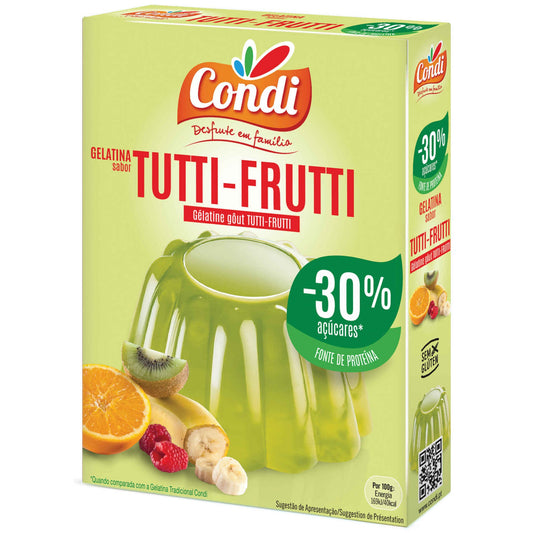 Gelatina em Pó Tutti Frutti -30% Açúcar Condição emb. 114 gramas