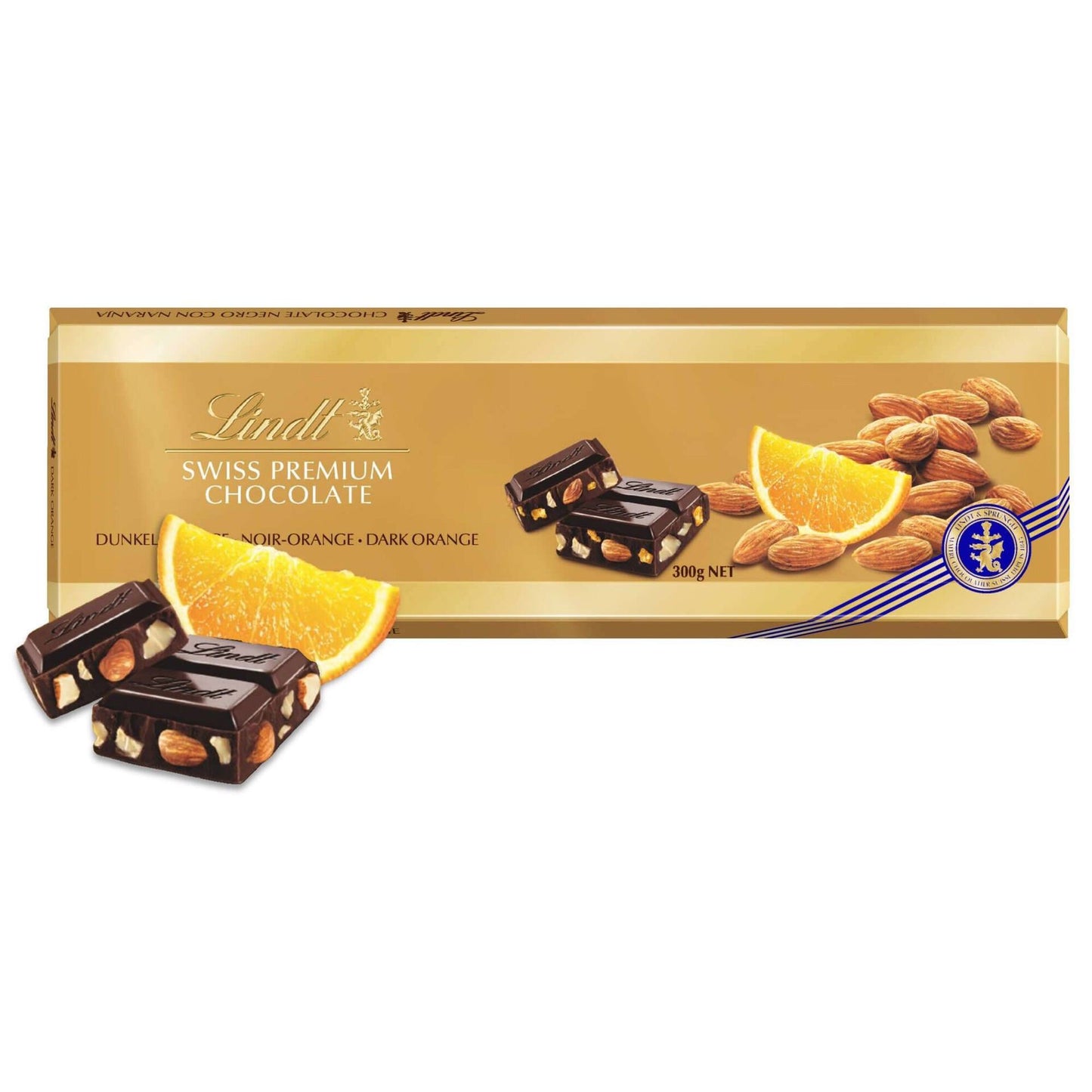 Tablete de Chocolate Amargo com Laranja e Amêndoas Lindt 300g