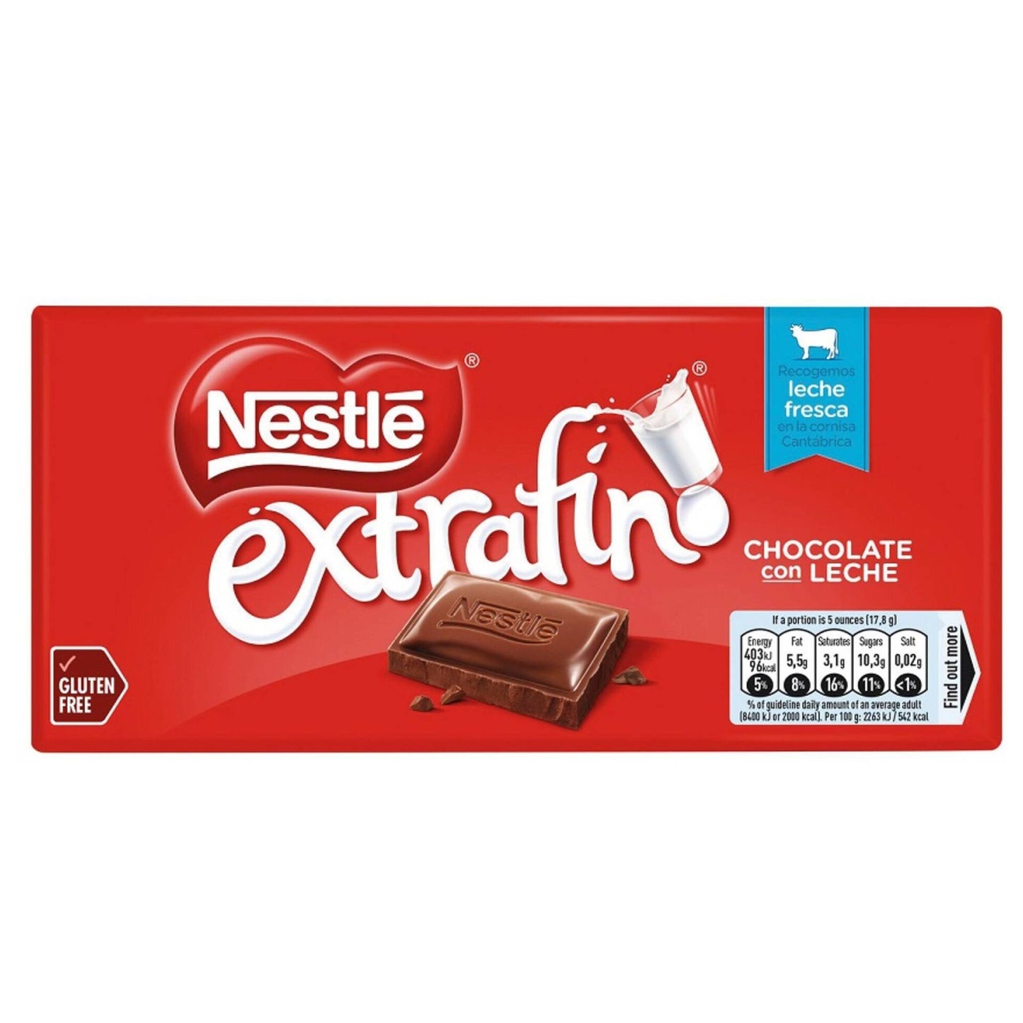 Tableta de Chocolate con Leche Extrafina Sin Gluten Nestlé 125 gr