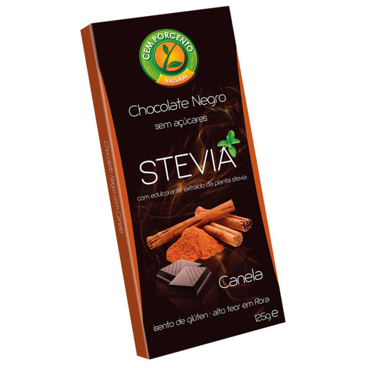 Tablete de Chocolate Amargo com Canela Cem Porcento 125 gr