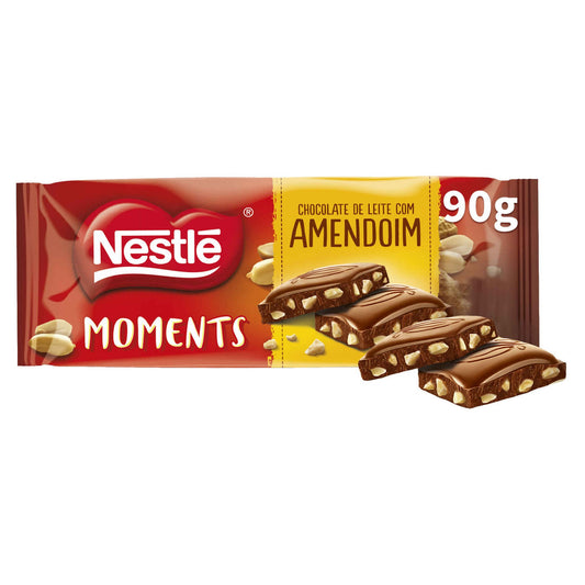 Tablete de Chocolate ao Leite Moments com Amendoim Nestlé emb. 90 gr
