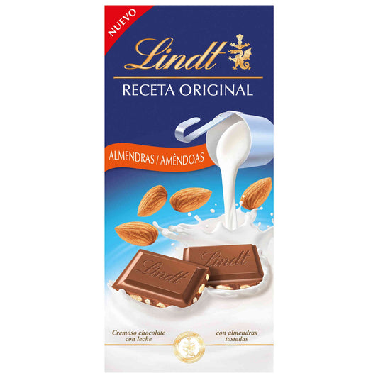 Tableta de Chocolate con Leche con Almendras Lindt emb. 125 gramos