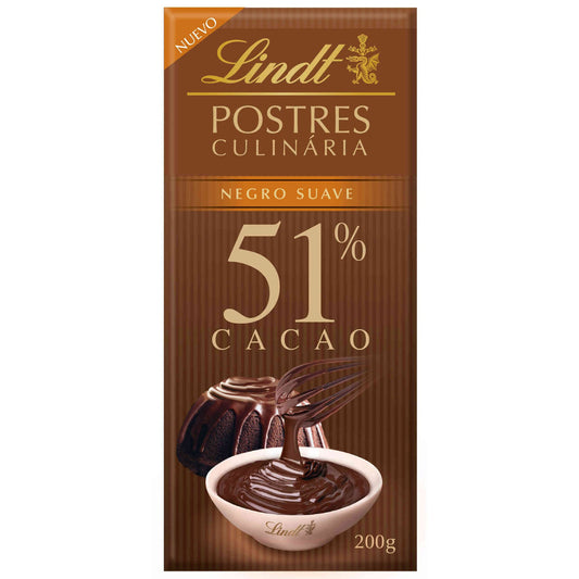 Tableta de chocolate culinario 51% Lindt emb. 200 gramos