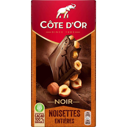 Tableta de Chocolate Negro con Avellanas Côte D'Or 180 gramos