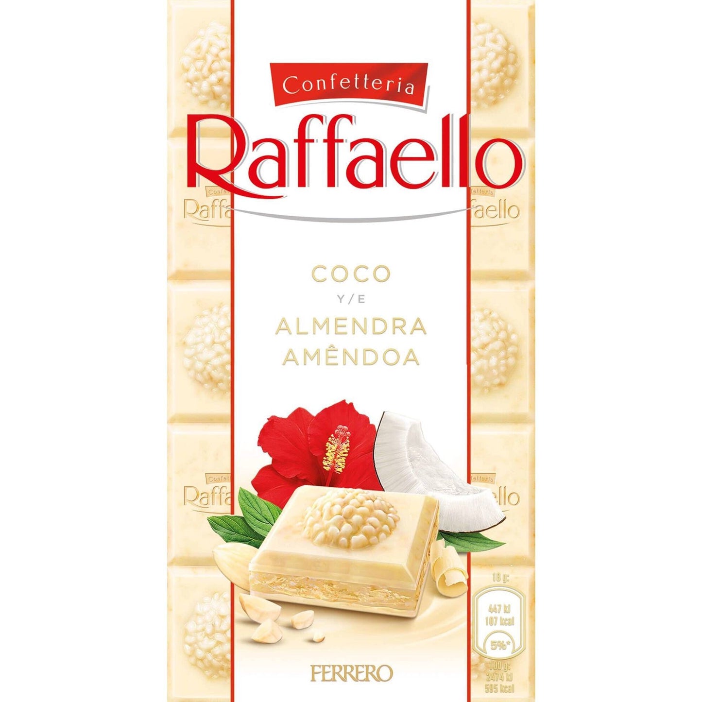 Raffaello Tableta de Chocolate Blanco Raffaello 90 gramos