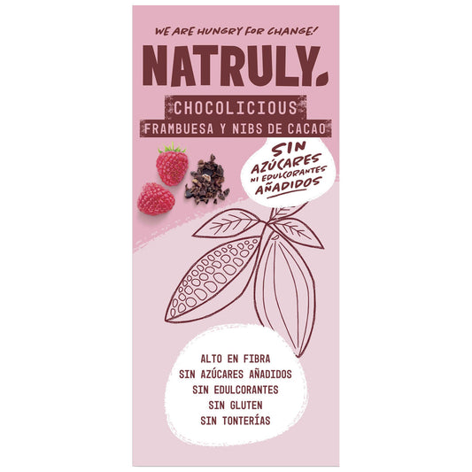 Sugar-Free and Gluten-Free Dark Chocolate and Raspberry Tablet Natruly 85 grams