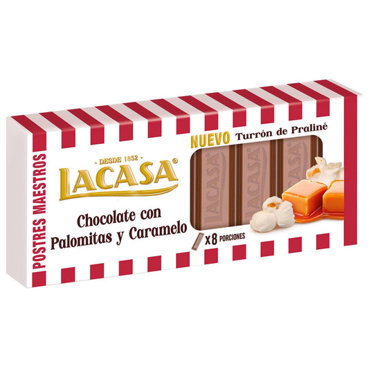 Barritas de Chocolate con Palomitas y Caramelo Lacasa 200 gramos