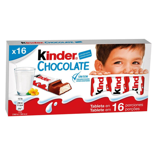 Lanche de Chocolate ao Leite Kinder 16 x 12,5 g