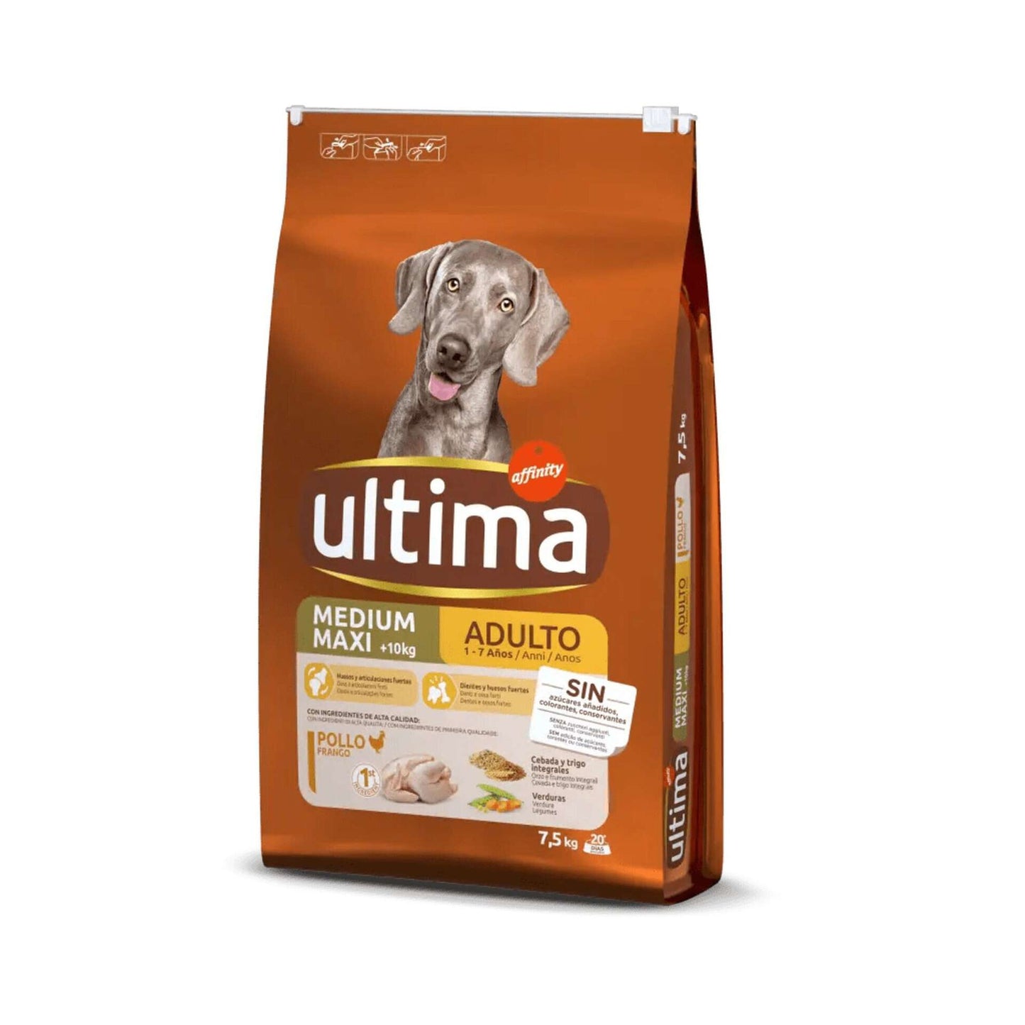Ração para cães adultos Médio e Maxi Frango e Arroz Affinity Ultimate 7,5kg