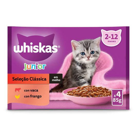 Whiskas Meat Junior Gato Comida Húmeda Whiskas 4 x 85 gr